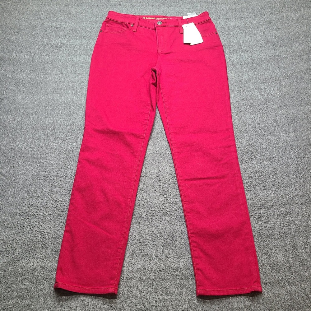 Chico's So Slimming Girlfriend Slim Leg Ankle Pants‎ Women 4R Red New Stretch